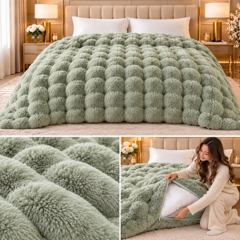 Russian Minus Degree Rabbit Fur Blanket Cum Duvet Cover – 1000 GSM Ultra Luxury Winter Collection