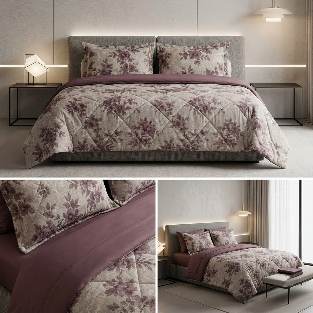 Super Soft 4 Pcs Premium Ribbed Cotton Comforter Set - King Size Product Code :- 55B195RKEH