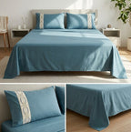 Luxury 100% Pure Bamboo Cotton Bedsheet Set with Embroidered Pillow Covers – 108 X 108