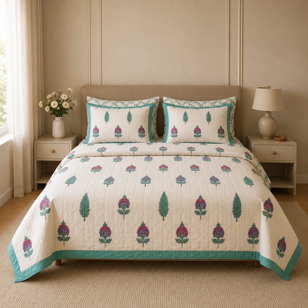 Summer 4 PC Mulmul Quilt Set – Organic Cotton Collection Product Code :- 55B285RKEH