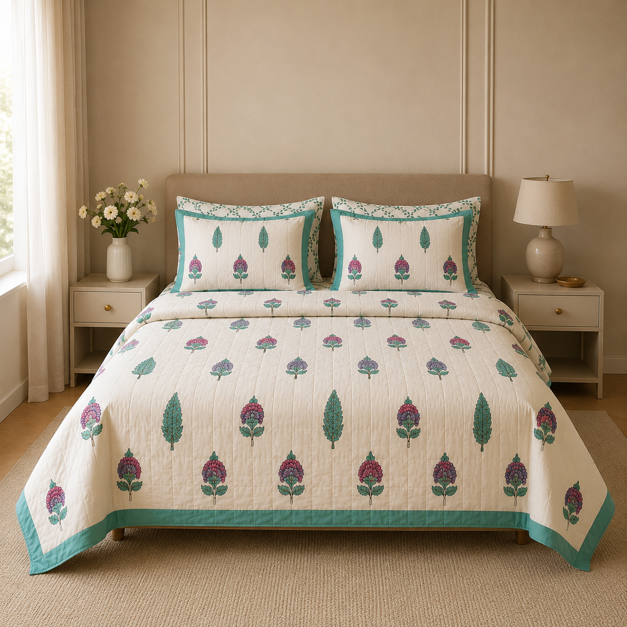 Summer 4 PC Mulmul Quilt Set – Organic Cotton Collection Product Code :- 55B285RKEH