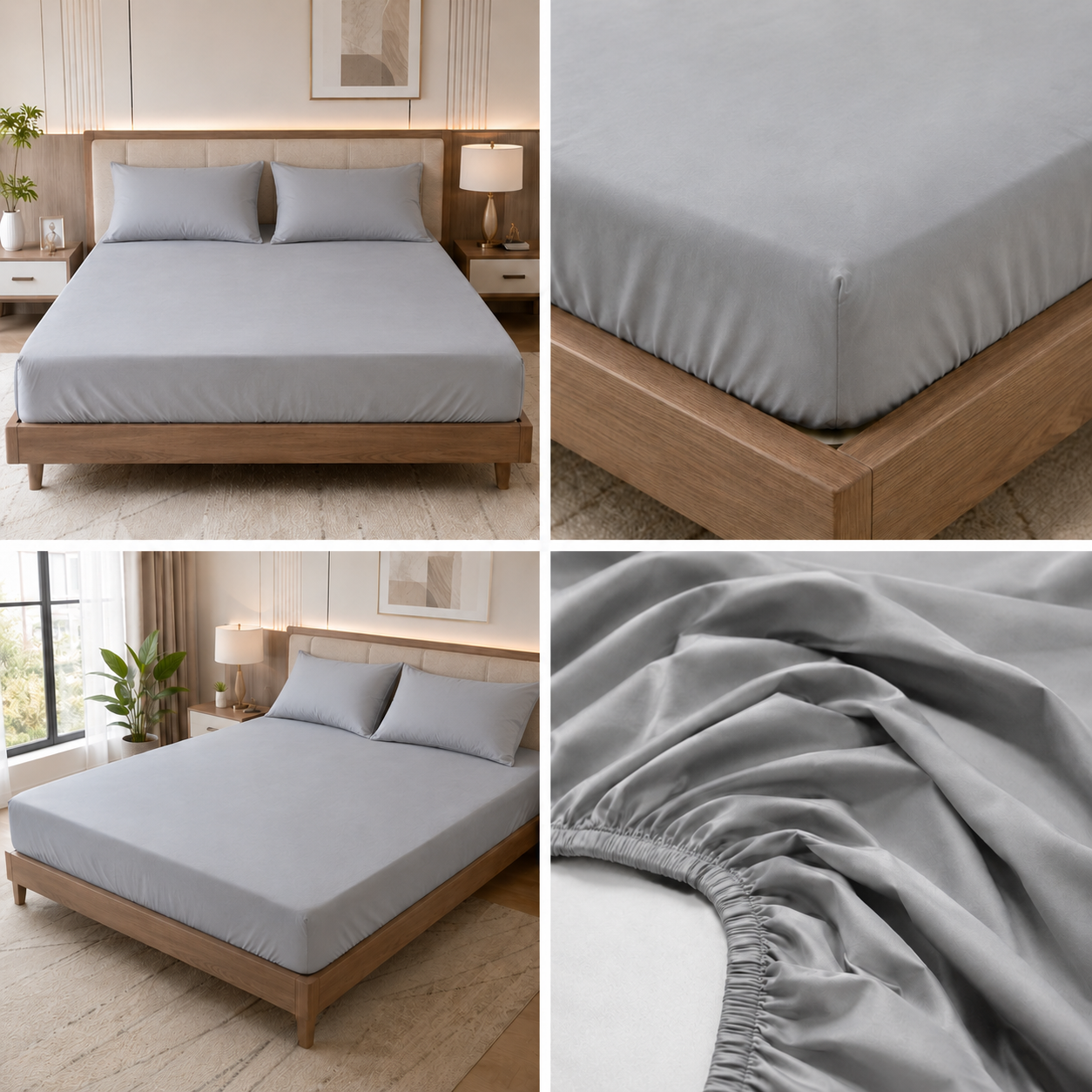 Pure Satin Cotton Plain Fitted Bedsheet – King Size 108×108 Inches | Soft & Smooth Luxury Bedding