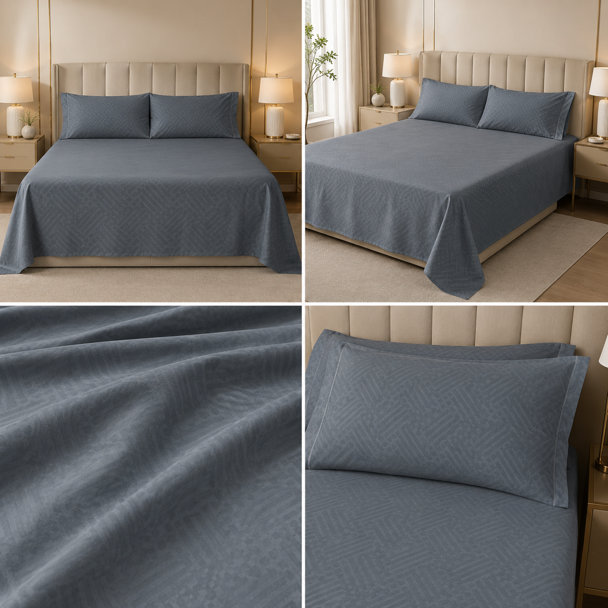 Elegant Self-Design King Size 3 Pcs Bedsheet Set – 108×108 Inches | Product Code :- 55B75RKEH