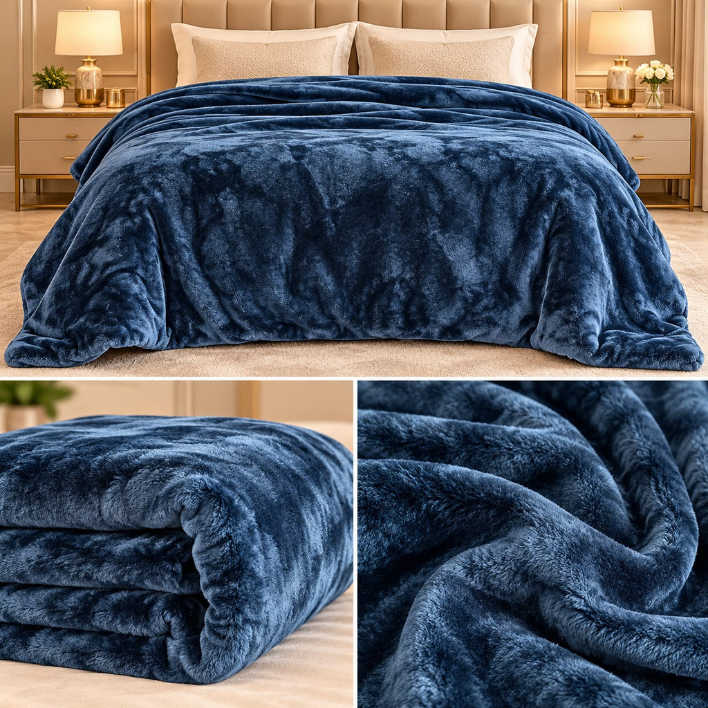 Luxe Solid Velvet Winter Blanket – Ultra-Soft Plush Warm Blanket for Double Bed