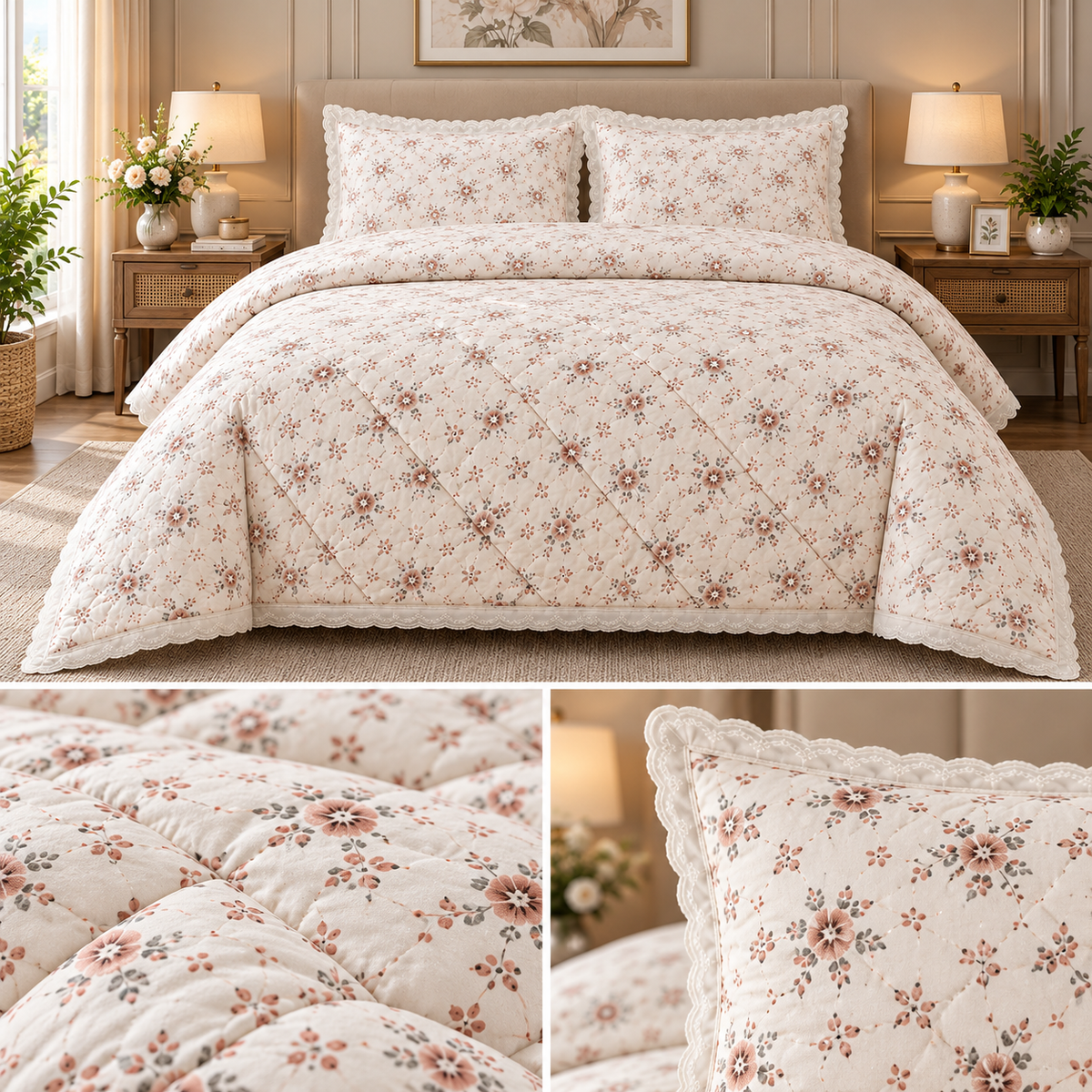 Lavender Bloom Floral Comforter Set – King Size 3 Pcs Product Code :- 55B325RKEH