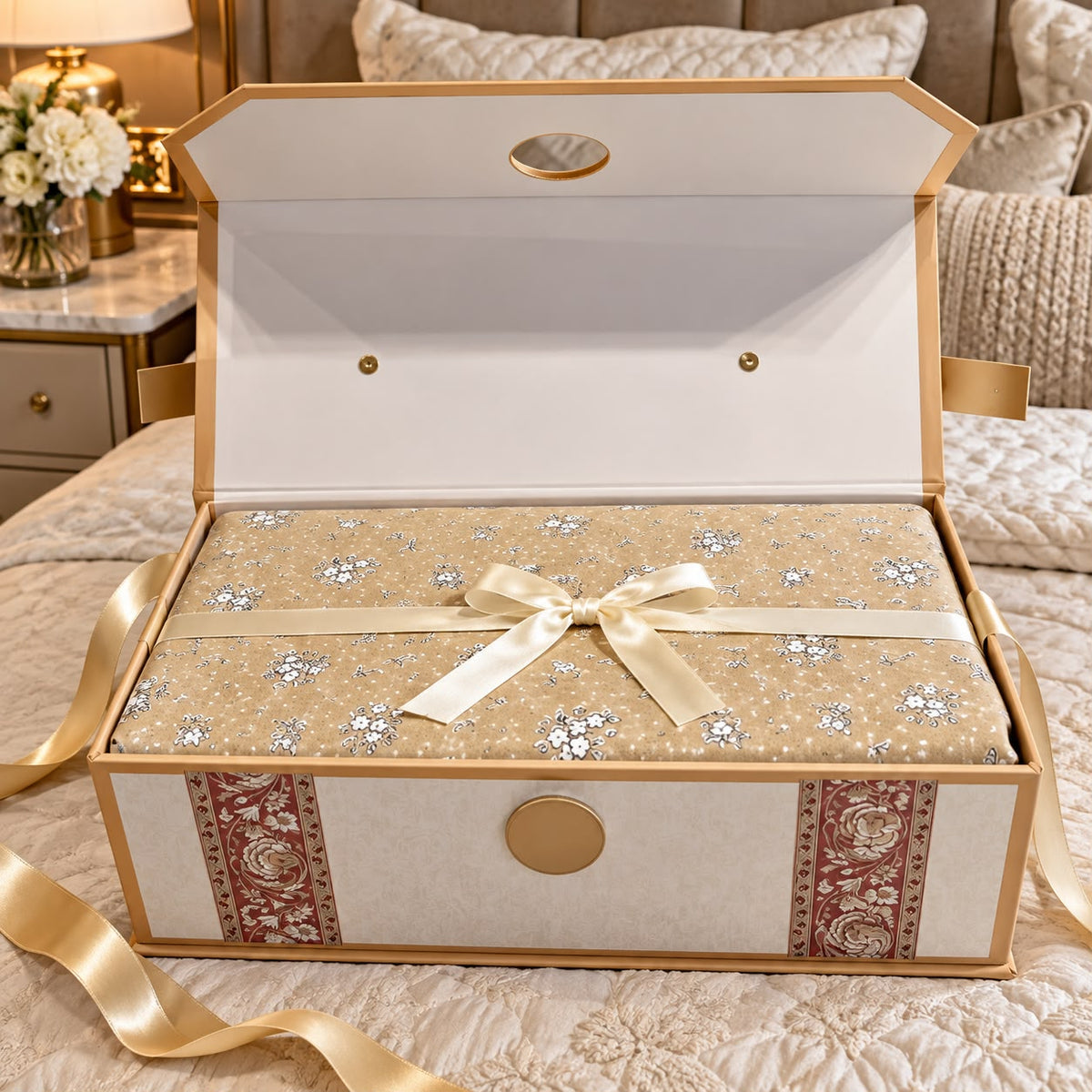 Premium Elia Luxury Bedsheet Gift Box – 3 Piece King Size Bedsheet Set