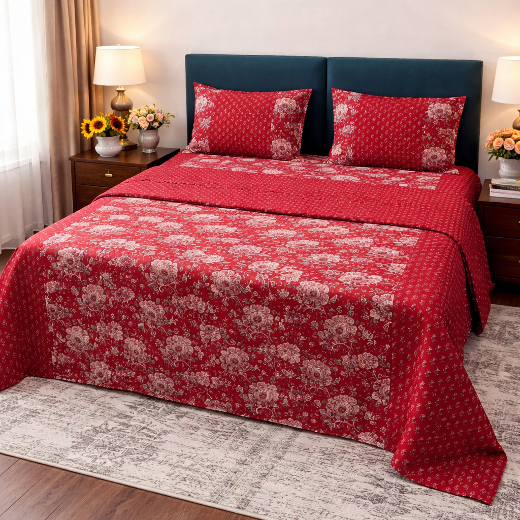 Premium 4 PC Mulmul AC Quilt Set – Organic Cotton Summer Collection