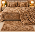 Luxe Plush Winter Bedding Set – 7 Pcs | Bedcover, Warm Blanket, Pillow Covers, Cushions & Matching Bedside Mat
