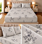 Elegance Pure Cotton King Size Fitted Bedsheet – 3 Piece Set with 2 Pillow Covers