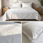 Luxury 400 TC Pure Cotton White Embossed Bedsheet Set – King Size