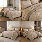 Super Soft 4 Pcs Premium Ribbed Cotton Comforter Set - King Size Product Code :- 55B195RKEH