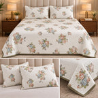 Vintage Bloom Quilted Bedcover Set – King Size 3 Pcs 100 % Pure Cotton