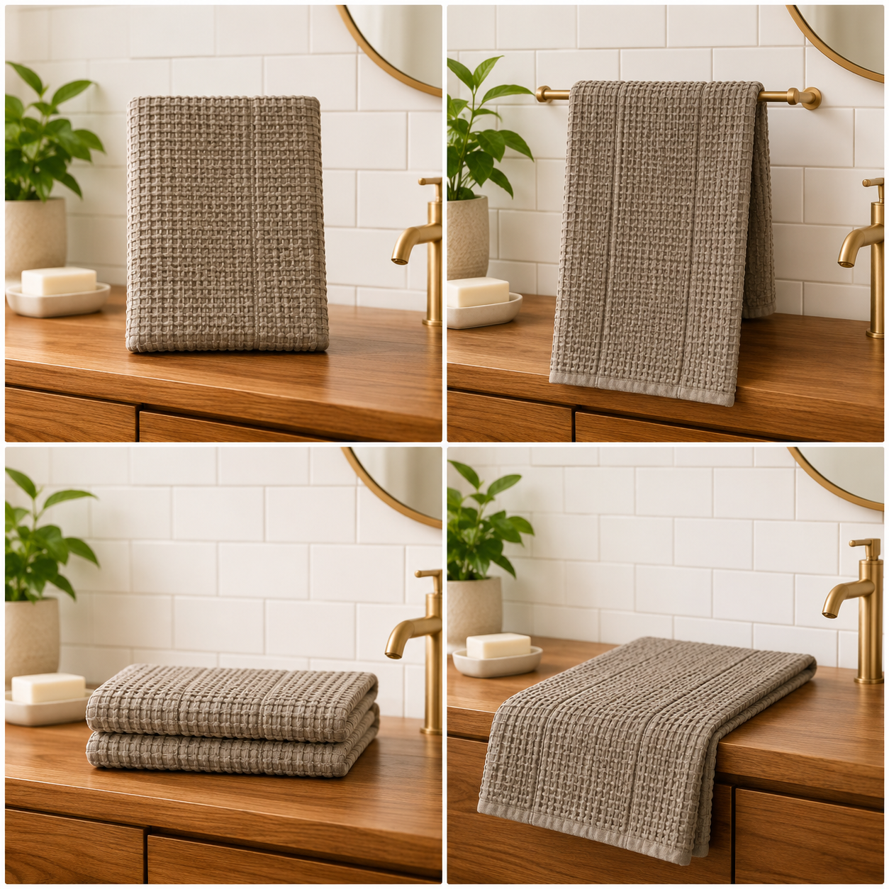 Luxe Beehive Bamboo Waffle Hand Towel – 40 × 60 CM