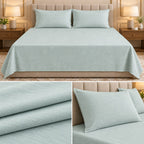 Super Soft Ribbed Cotton Plain Bedsheet Set – 108 x 108 Inch
