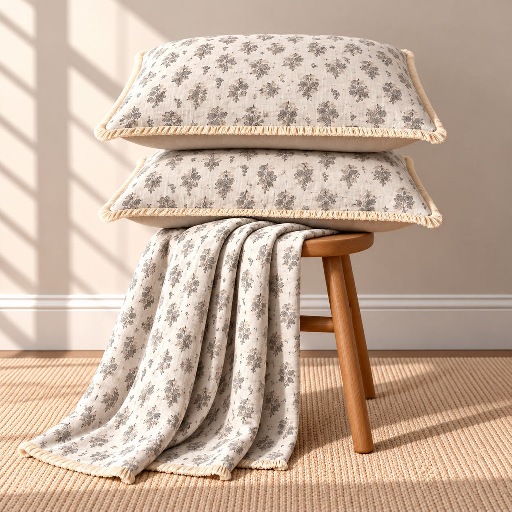 Vintage English Garden Floral Bedsheet Set with Elegant Lace Pillow Covers – 3 Pcs