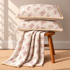 Vintage English Garden Floral Bedsheet Set with Elegant Lace Pillow Covers – 3 Pcs