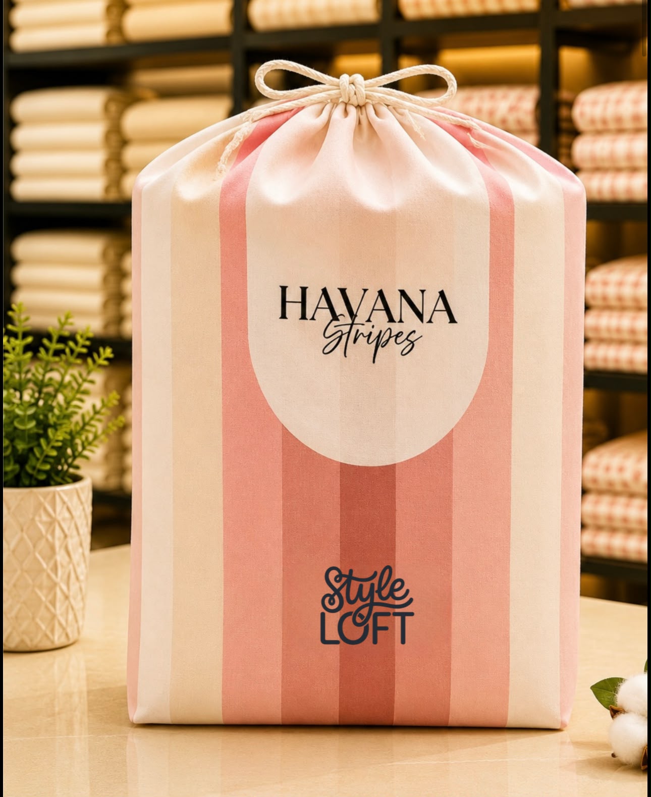 Thick Cotton Havana Stripes Bedsheet Set | King Size
