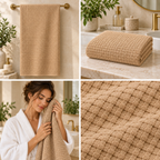 Bamboo Cloud Textured Waffle Bath Towel – 70 × 140 CM | Bamboo Cotton
