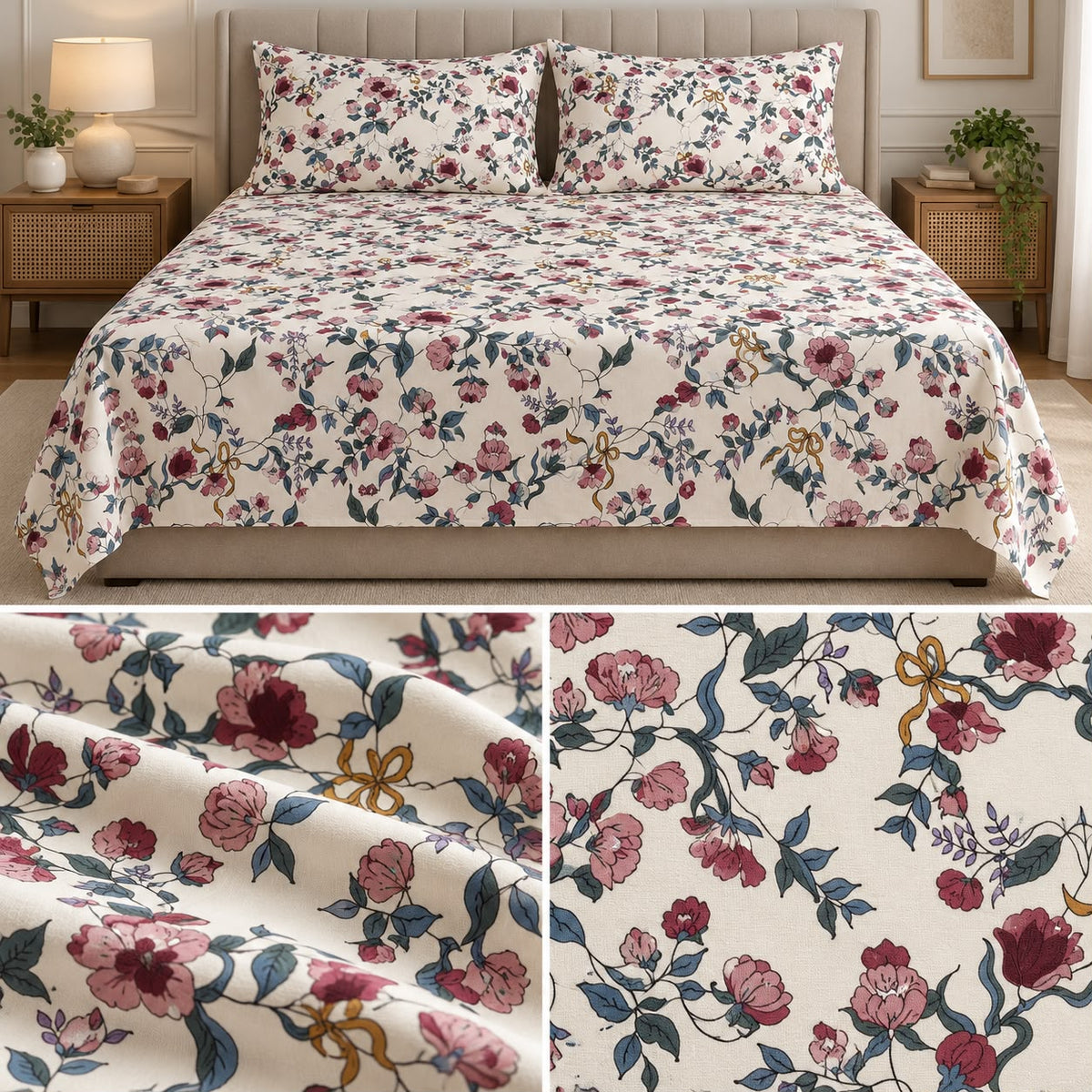 Signature Elegance Luxury Designer Printed Bedsheet Set – Super Jumbo King Size 122 x 122 Inch
