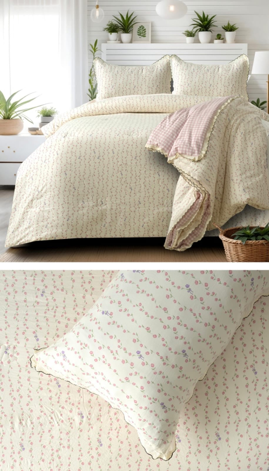 Victorian Lace Comforter Set – 4 Pcs (King Size)