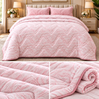 Blush Wave Thick Winter Rajai – Double Bed | Heavy Plush Embossed Blanket