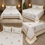 600 TC Percale Cotton Lily Design King Size Bedsheet – 108 × 108