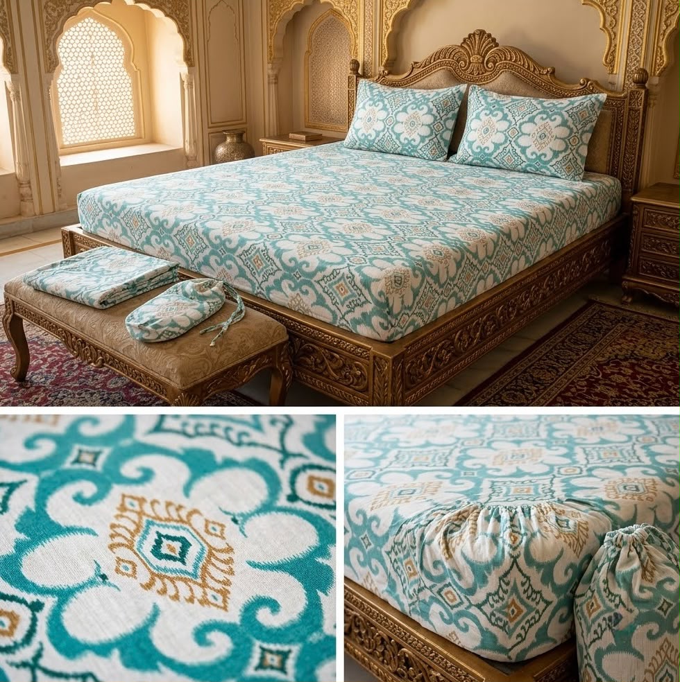 Elastic/Fitted Bedsheets Pure Mulmul Cotton King Size Bedsheet Product Code :- 55B135RKEH