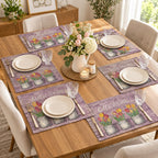 Designer Fabric Dining Table Mats – 6 Pcs Set | Elegant Printed & Textured Designs