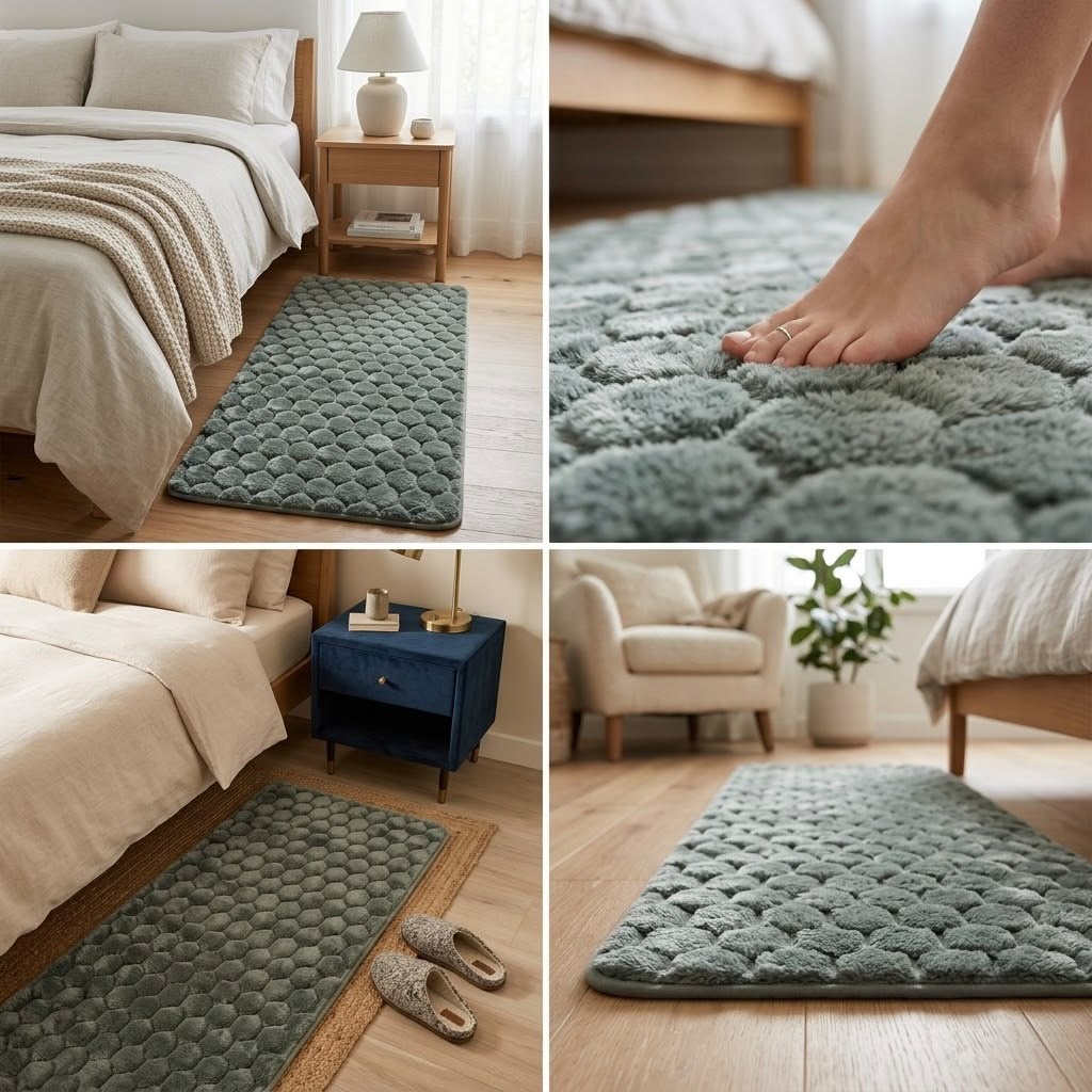 CloudStep Plush Bedside Runner – Ultra Soft 3D Textured Floor Mat