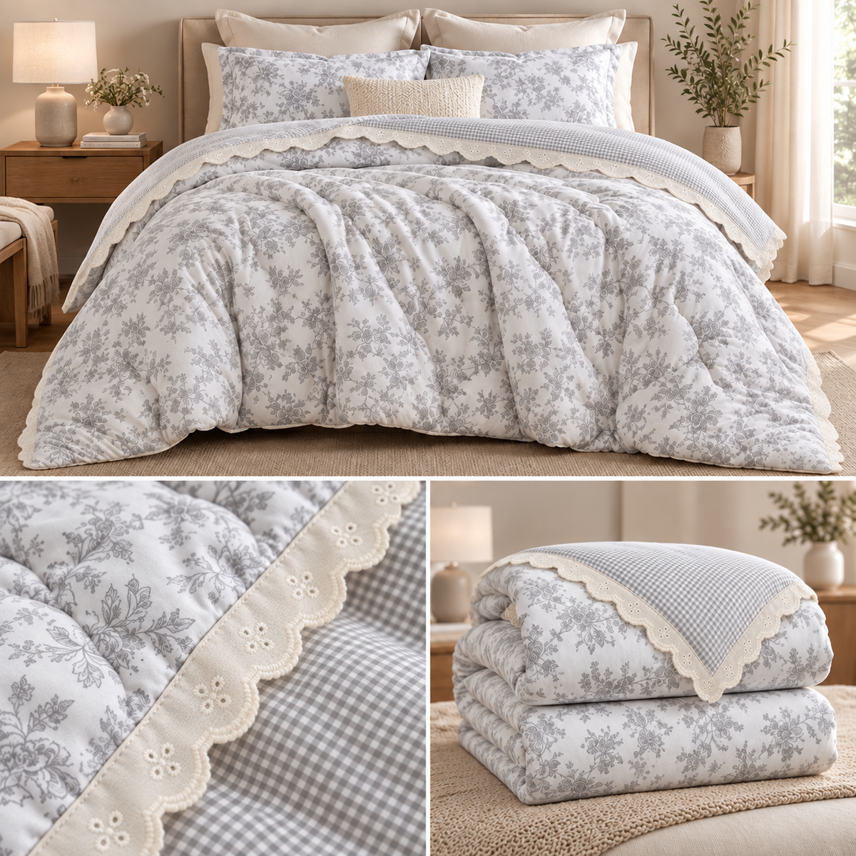 Lavender Cottage Reversible Comforter – Double Bed  Product Code :- 55B175RKEH