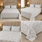 English Floral Print King Size Bedsheet with Lace Pillow Covers – 250 × 270 cm