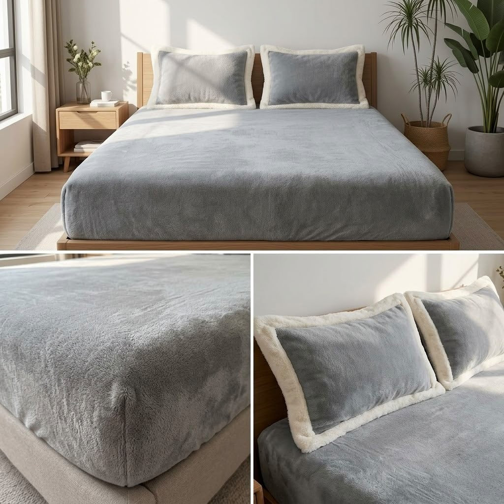 Milky Soft Fitted Winter Bedsheet Set 700 GSM  – King Size