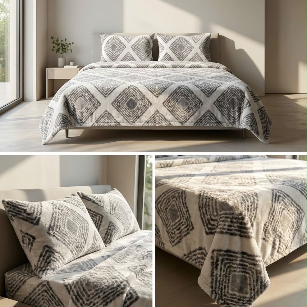 Plush Winter Bedsheet Set – Ultra Soft & Cozy King Size (3 Pcs)