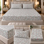English Meadow 100% Cotton King Fitted Bedsheet – 3 Pcs Set
