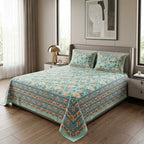 Heritage Block Print Cotton Bedsheet Set – King Size 3 Pcs