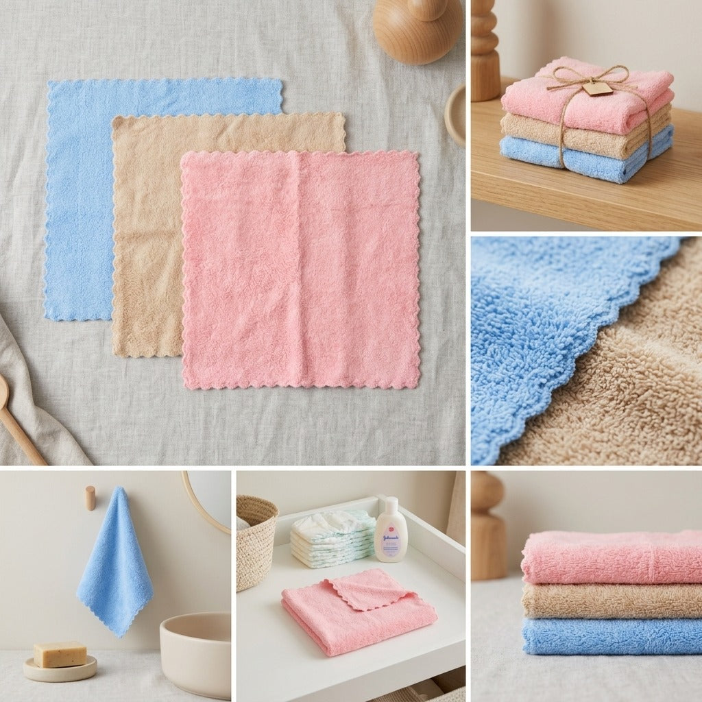Ultra Soft Baby Hand Towels Set of 3 – Gentle Care for Little Ones 👶✨