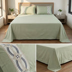 Luxury 100% Pure Bamboo Cotton Bedsheet Set with Embroidered Pillow Covers – 108 X 108