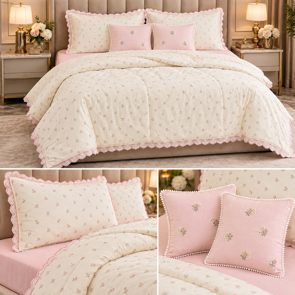 Pure Muslin Luxury 6 Pcs Comforter Bedding Set – King Size Product Code :- 55B385RKEH