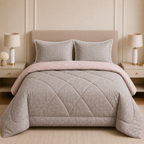 4 Pcs King Size Comforter Set with Lace Pillow Covers – Floral Print Product Code:- 55B281RKEH