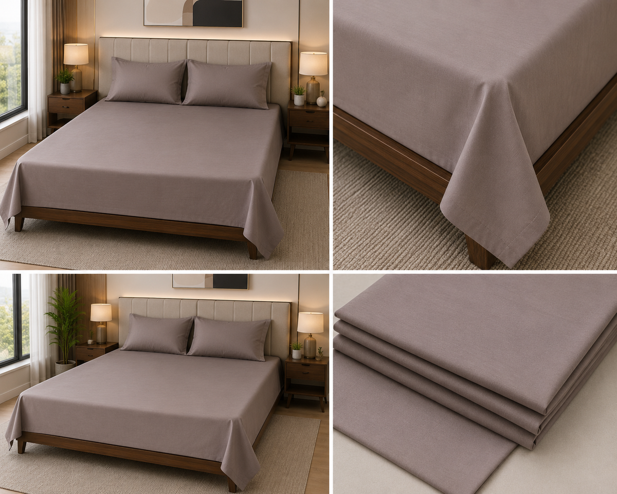 King Size Satin Bedsheet Set – 108×108 Inches | 3 Pcs with 2 Matching Pillow Covers | Product Code :- 55B135RKEH