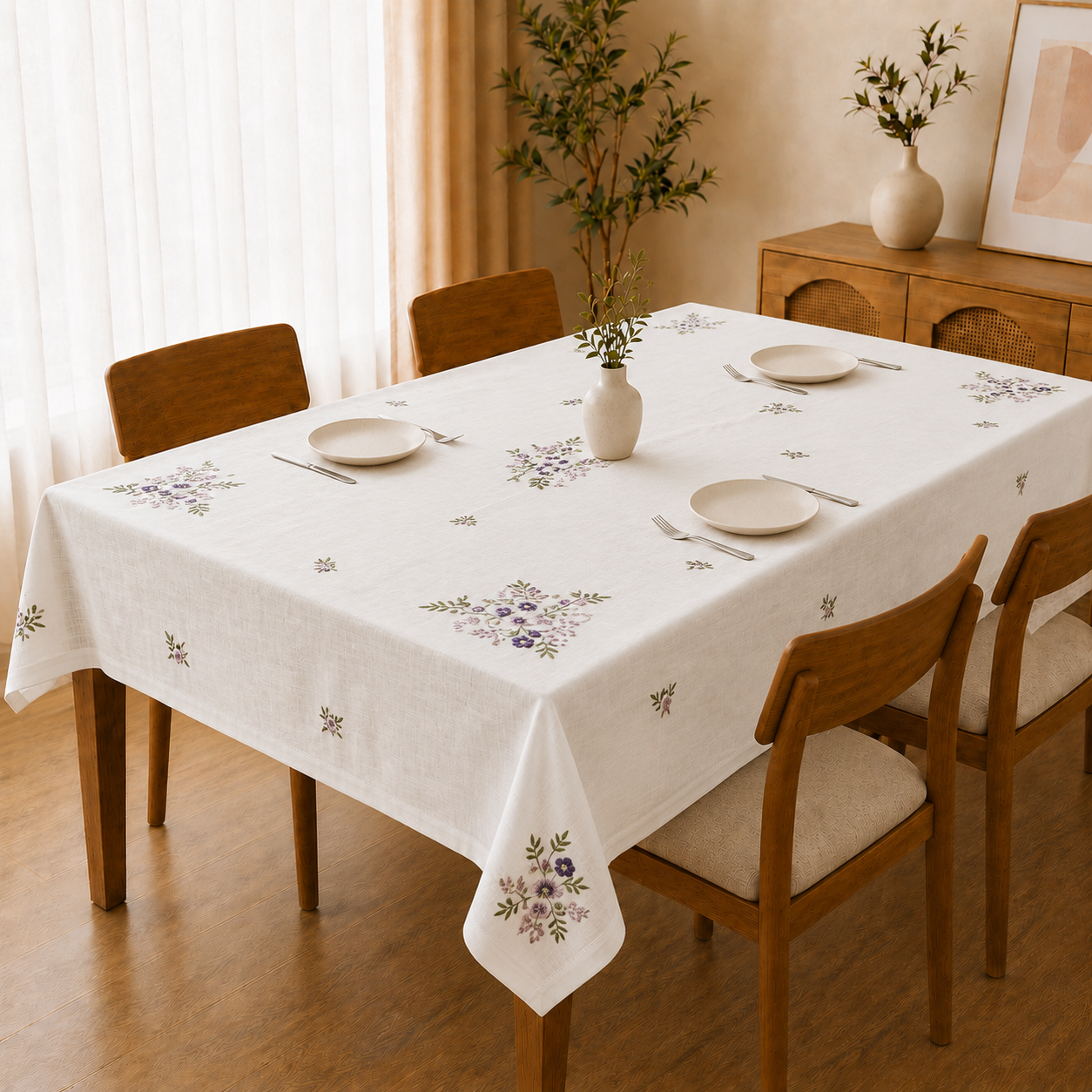 Victorian Weaves Embroidered Dining Table Cover – 6 Seater (60 x 90 Inch) Product Code :- 55B175RKEH