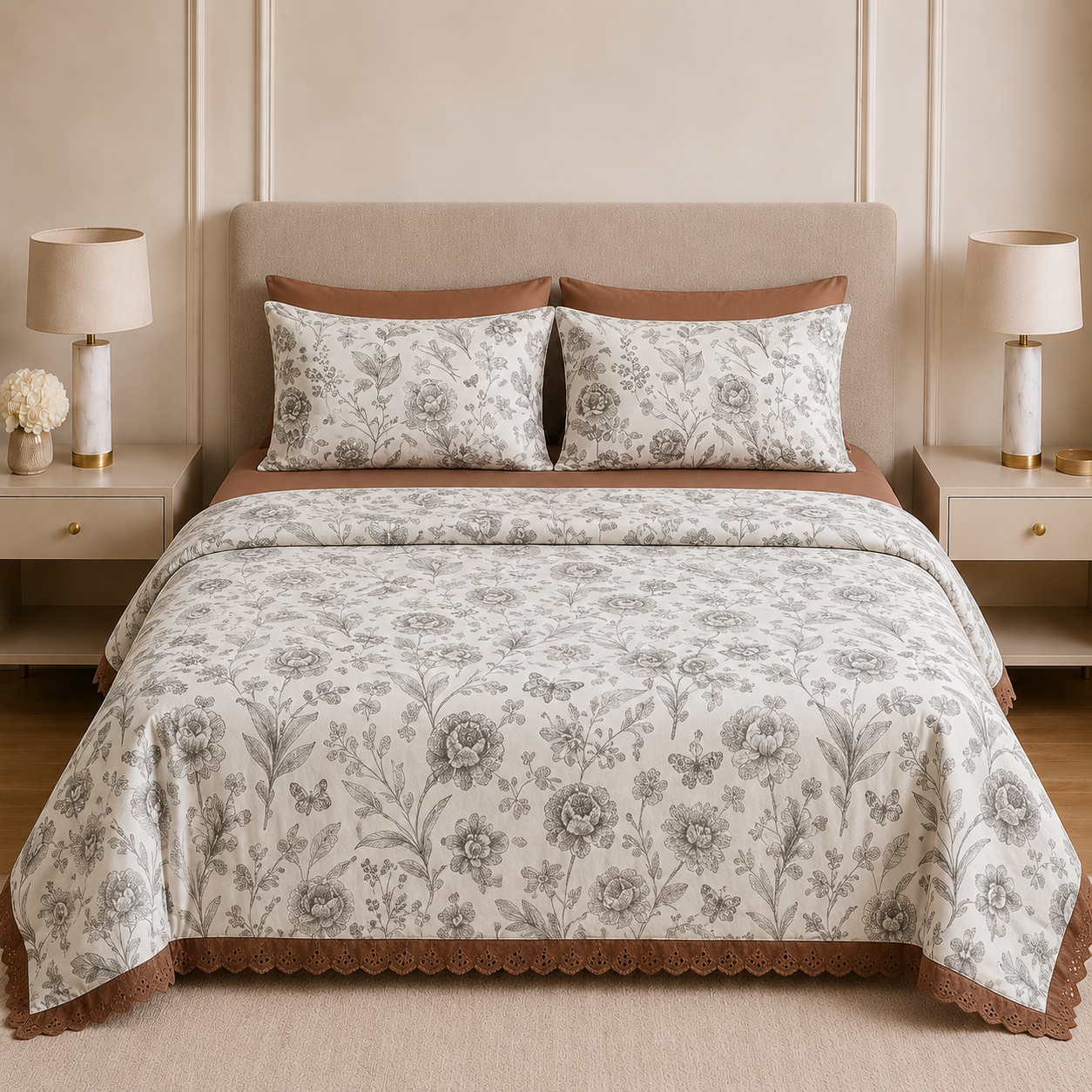 ✨ Lace 4 Piece Comforter Set – Elegant Comfort for Everyday Luxury ✨ Product Code :- 55B255RKEH