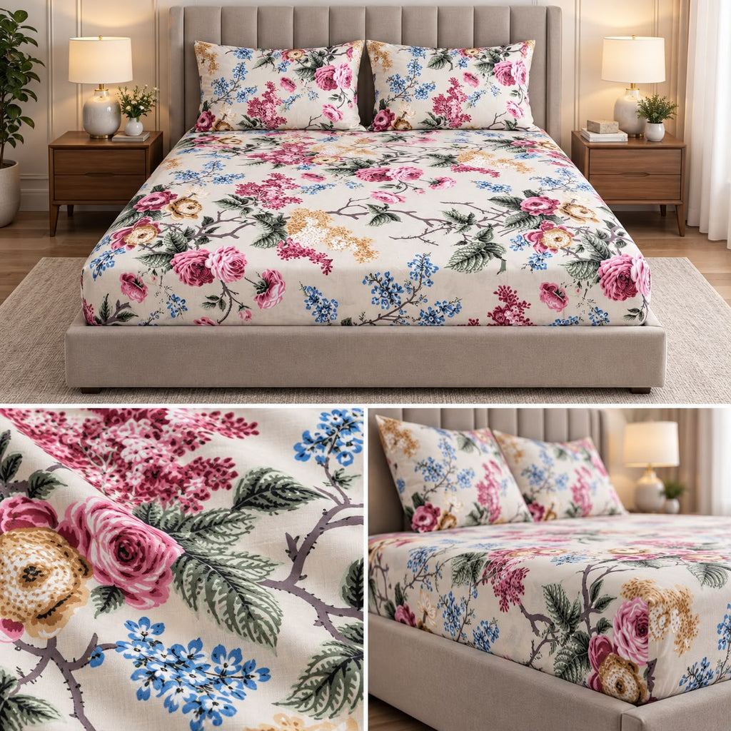 English Prints Fitted Bedsheets Pure Cotton h Product Code :- 55B93RKEH