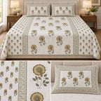 Soft Khadi Floral Bedcover Set – 3 Pcs | Elegant Traditional Print