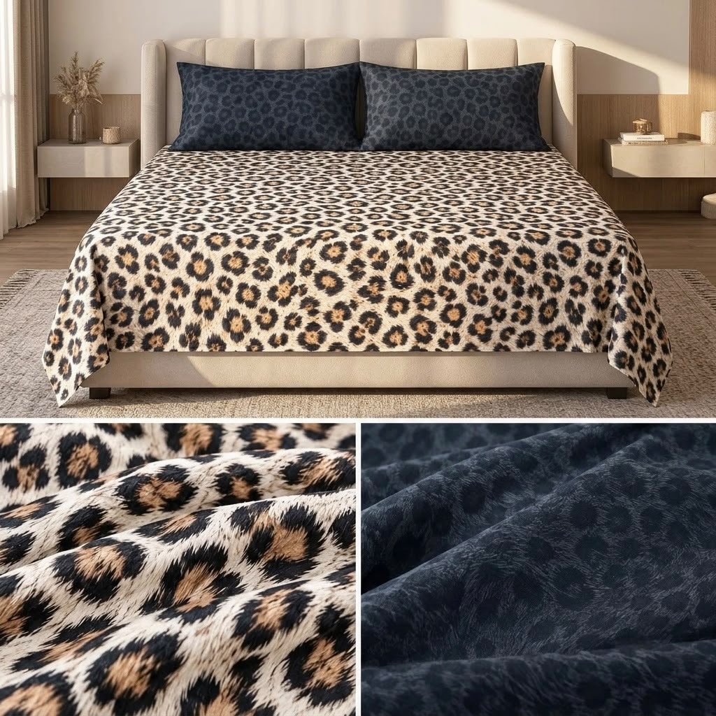 Wild Safari Luxury Animal Print Thick Cotton Bedsheet Set – King Size 3 Pcs