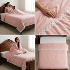Premium Plain Mulmul Dohar with Lace Border - Single bed dohar combo