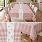 Blush Meadow Gingham Dining Table Cover – 8 Seater, 60 × 108 Inches