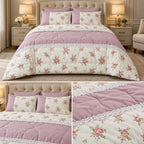 Rosé Meadow Floral King Size 4 Pcs Comforter Set