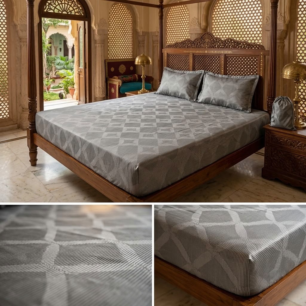 Elastic/Fitted Bedsheets Pure Mulmul Cotton King Size Bedsheet Product Code :- 55B135RKEH