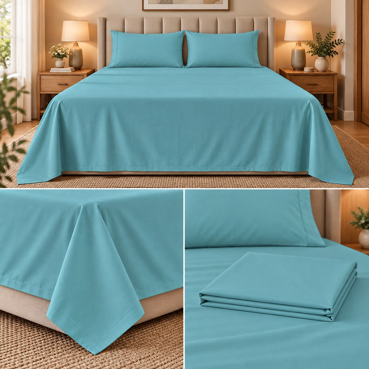 Cloud Pure Luxe 100% Cotton Super King Bedsheet Set – 108 × 108 Inches